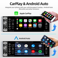 Podofo 1din MP5 odtwarzacz ekran dotykowy samochodu Radio FM 4-USB 5.1 cali obsługa androida Mirrorlink Bluetooth Carplay Radio samochodowe DVR 3